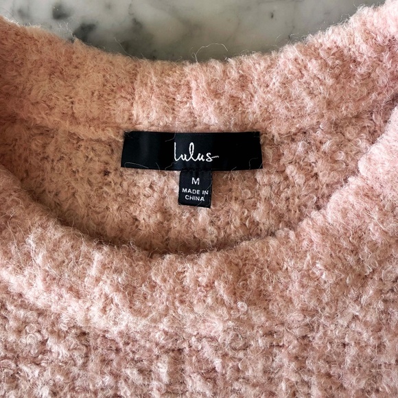 Lulus Colorblock Bouclé Sweater | Women’s M | Blush Pink Cozy Knit - Picture 3 of 6